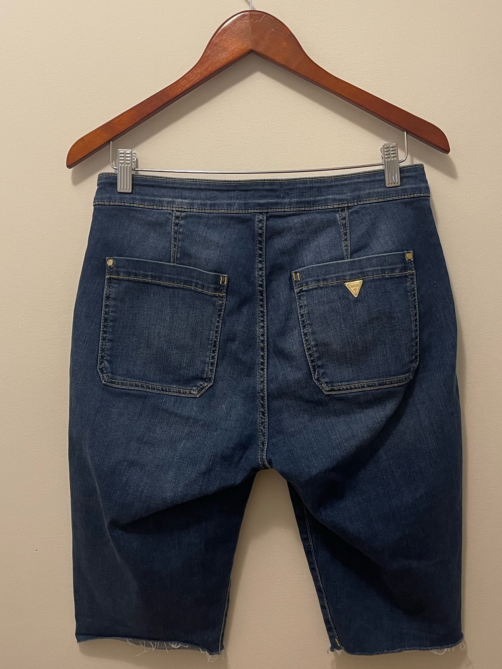 Guess Dark Blue Button-Front Denim Bermuda Shorts - Picture 6 of 10